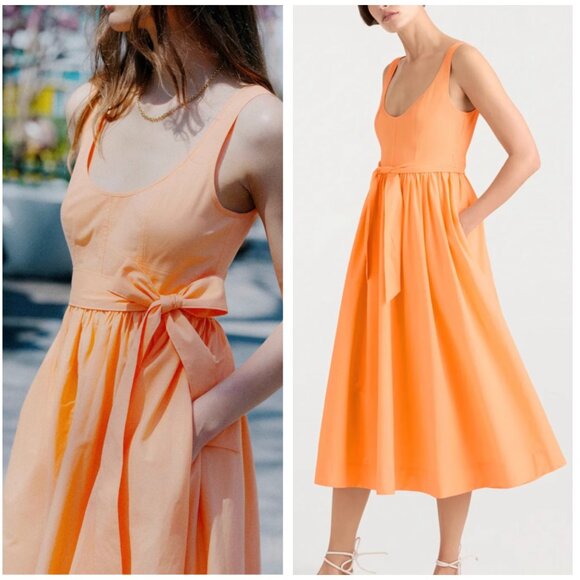 Cinq à Sept 5a7 Kilah Cotton Midi Dress Sz10/12 Marmalade Orange - Picture 3 of 9